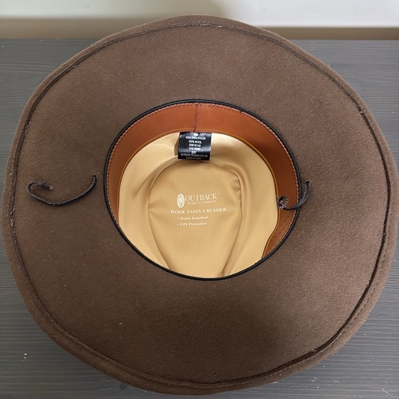 Outback Trading Company Wool Tassy Crusher Cowboy Hat UPF Protection Brown S/M - Picture 11 of 14